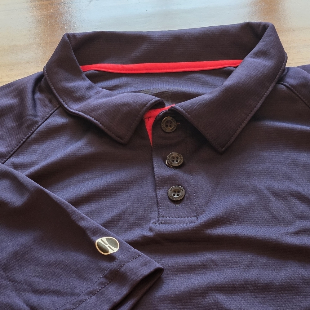 Holloway Avenger Polo Shirt Men's XL Black With Red Accent Raglan Sleeves